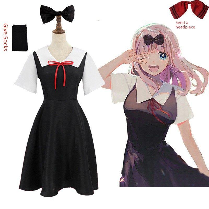 Kita Nekosei Kaguya-Sama Wants Me to Confess My Feelings to Her Cos Costume Cosplay Female School Uniform Long Skirt Outfit