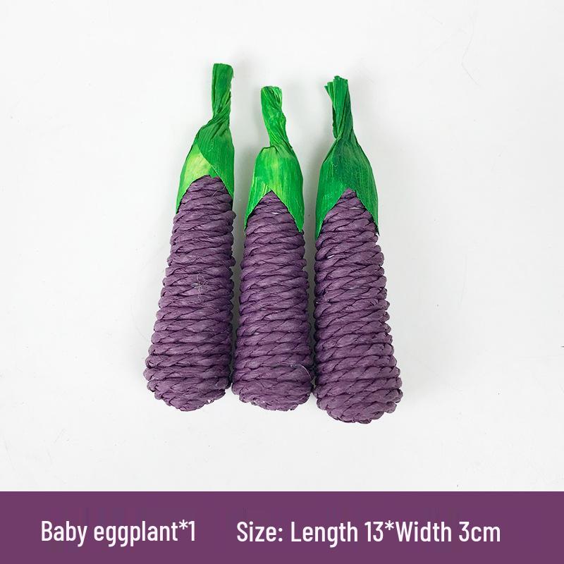 Pet Bunny & Cat Teething Toy - Woven Straw Carrot for Boredom Relief, Suitable for Guinea Pigs & Chinchillas.
