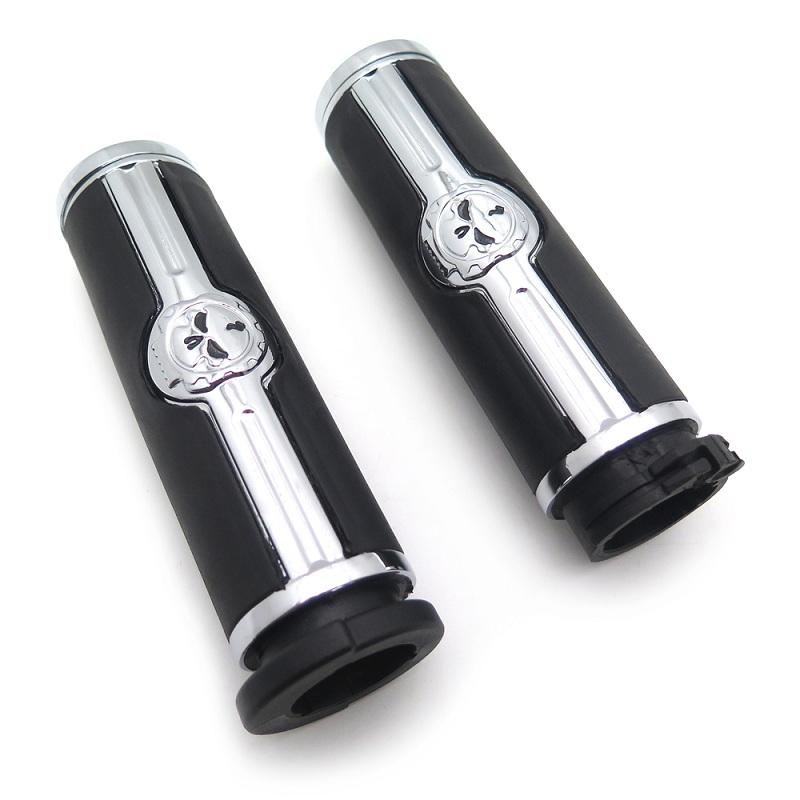 Motorcycle Parts Skull 1" Mechanical Hand Grips for Harley Davidson 1996-Later VRSC XL XR Dyna Softail YAMAHA Chrome/Black