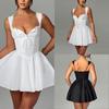 Tief ausgeschnittenes rückenfreies Mini-Korsettkleid für Damen mit Rüschensaum, ärmellos, A-Linie, Party-Club-Kleid