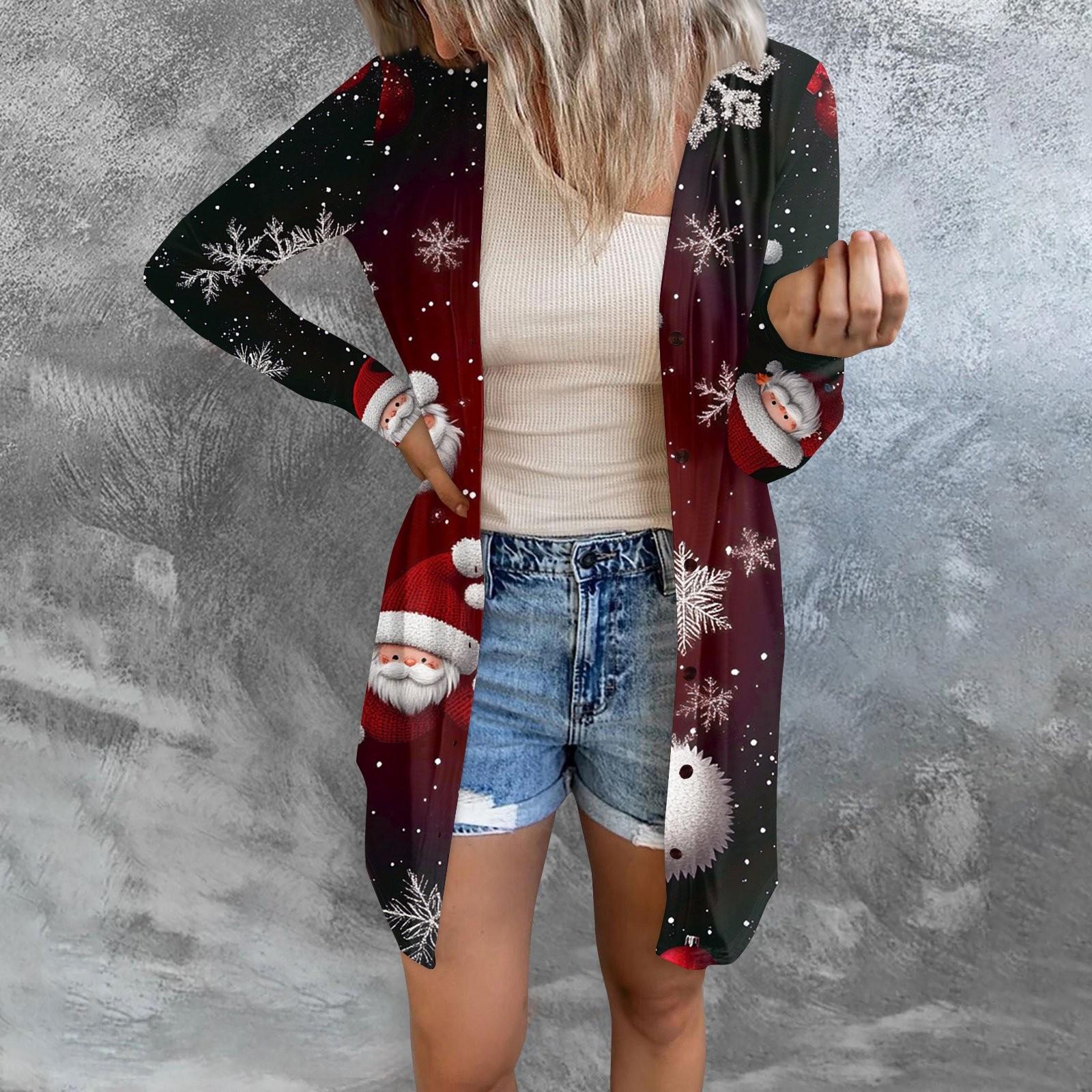 

Женская модная повседневная куртка с длинными рукавами и принтом средней длины, кардиган на пуговицах, пальто XXXL