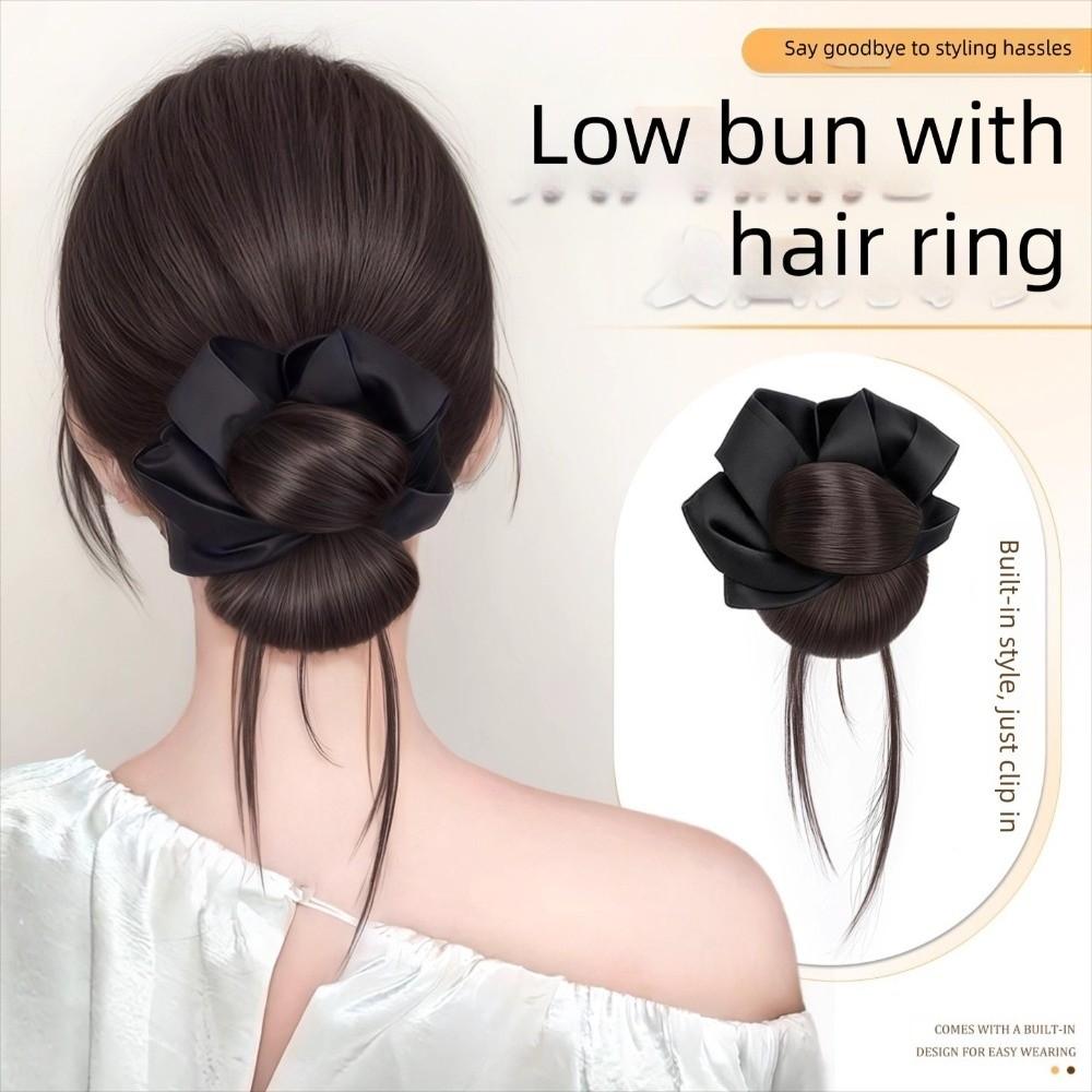 Scrunchie Flower Bun Head Wig Claw Clip Ball Head Wig Korean Style False Hair Pieces  Daily Use