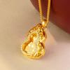 Gold Diamond-Set Gourd Pendant Necklace, Women's Luxury Ice Crack Pattern