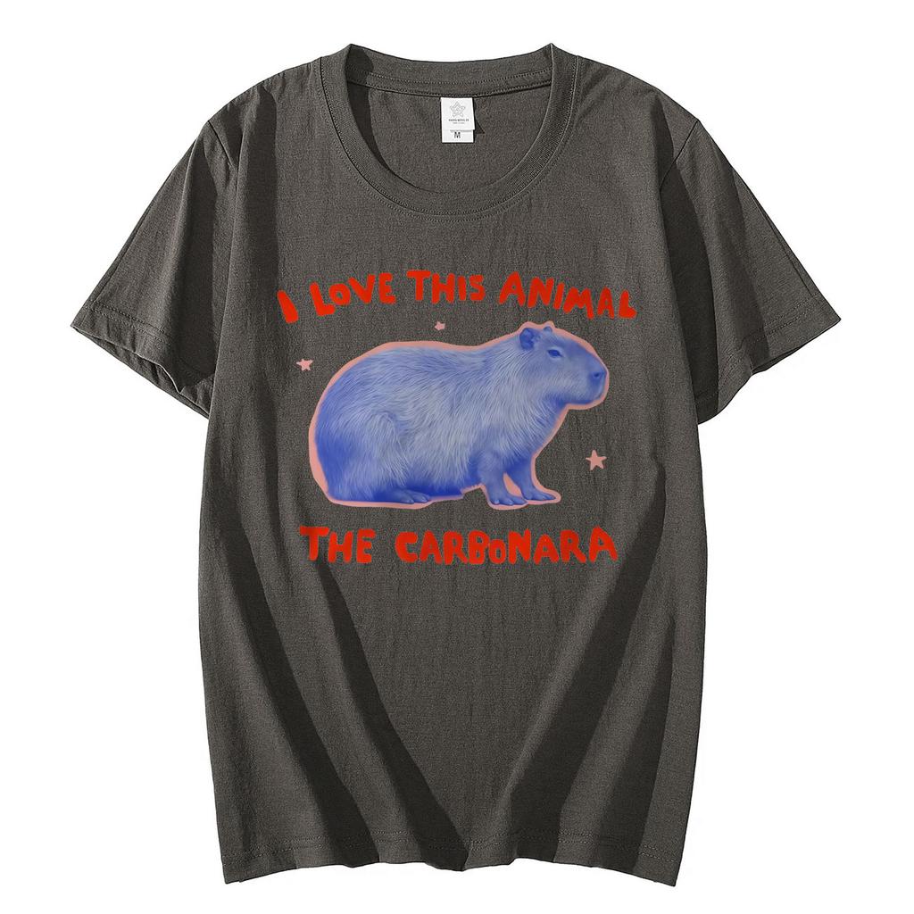 Ich liebe dieses Tier Das Carbonara Lustige Capybara Meme T-Shirt Mode Y2k Übergroße T-Shirts Unisex Sommer Lässig Baumwoll-T-Shirts