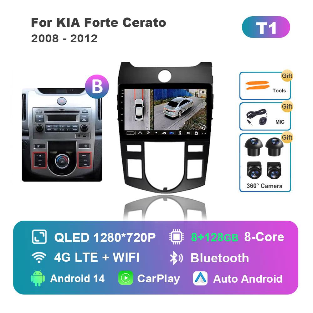 for KIA Forte Cerato 2008 - 2012 Android 14 Intelligent System Car Radio Multimedia Player GPS Navigation BT 4G WiFi HD Screen