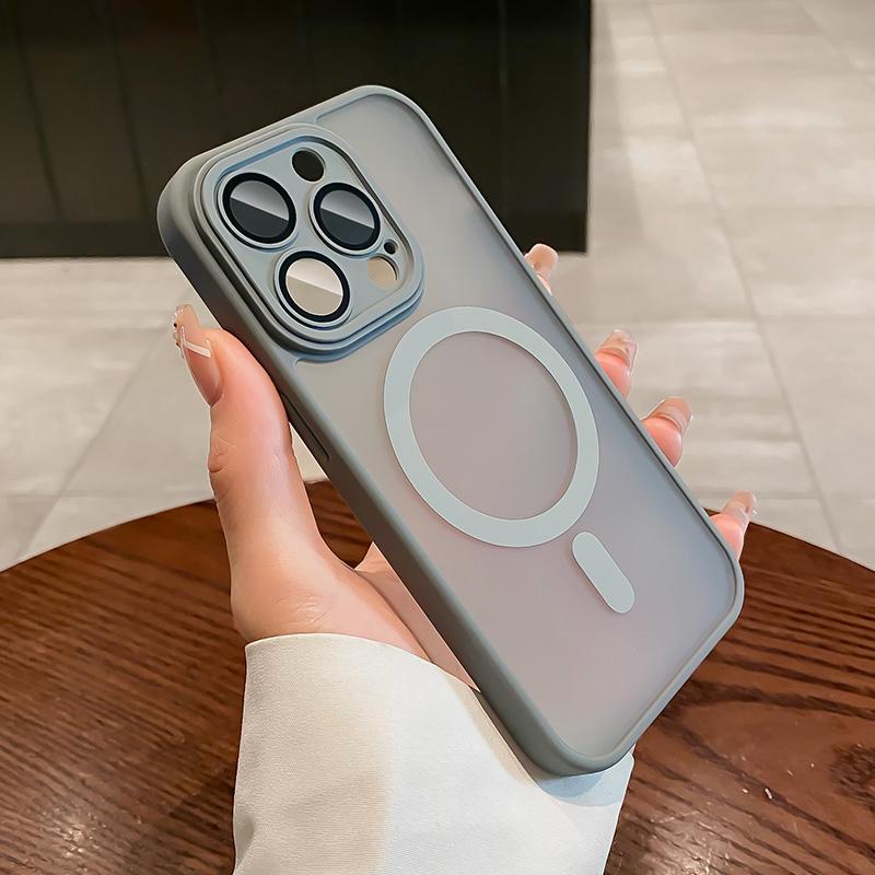

Матовый чехол-накладка Magsafe с магнитом для iPhone 14 15 16 Pro Max 13 с закрытой камерой, стеклянной линзой, магнитной зарядкой, чехол для телефона, накладка For iPhone 16 Pro Max