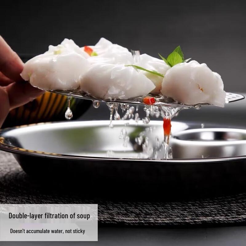 Stainless Steel Dumpling & Fry Plate with Dipping Dish, 2-Pack