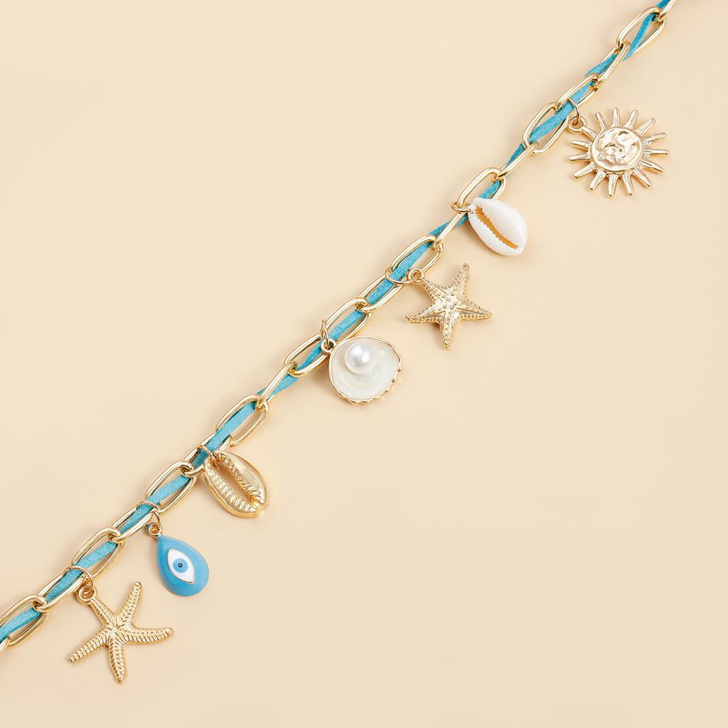Beach Necklace for Women Leisure Star Shell Sun Pendant Girl Gift