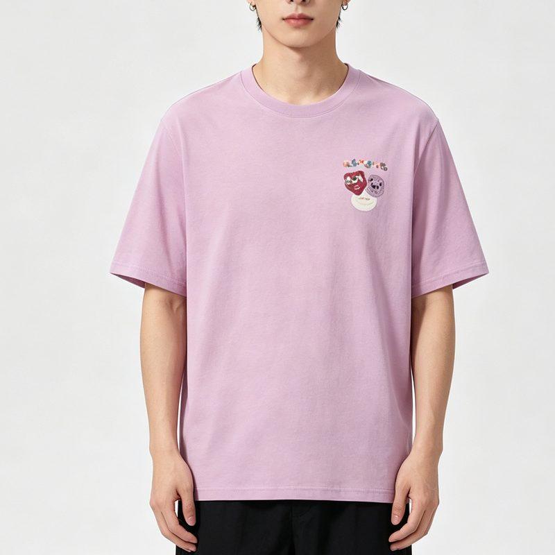 Li Ning T Shirts Men's Dusty Pink Short Sleeved Crew Neck Moderate AHSVE97-4