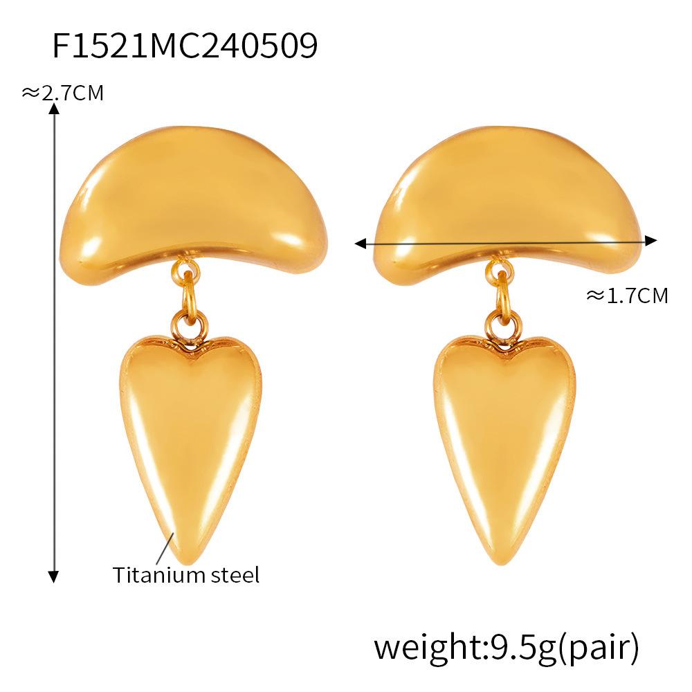 Design Female Hip-Hop Personality Trend Titanium Steel Plated 18K Gold Geometric Devil'S Eye Fringed Earrings Set