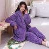 Coral Velvet Pajamas Women's New Winter Long Sleeve Thick Warm Jacquard Velvet Home Suit Can Be Worn Outside