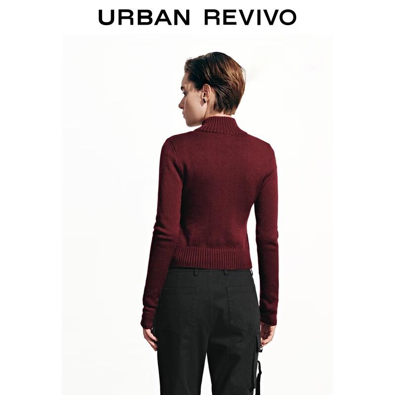 UR 2025 Autumn Women's Double Zip Slim Fit Knit Cardigan