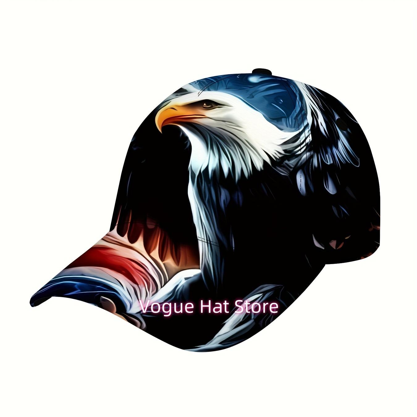 1Pc Patriotic Eagle & American Flag Baseball Cap - Adjustable, Lightweight Polyester, Bold Street Style Design With Eagle Head &