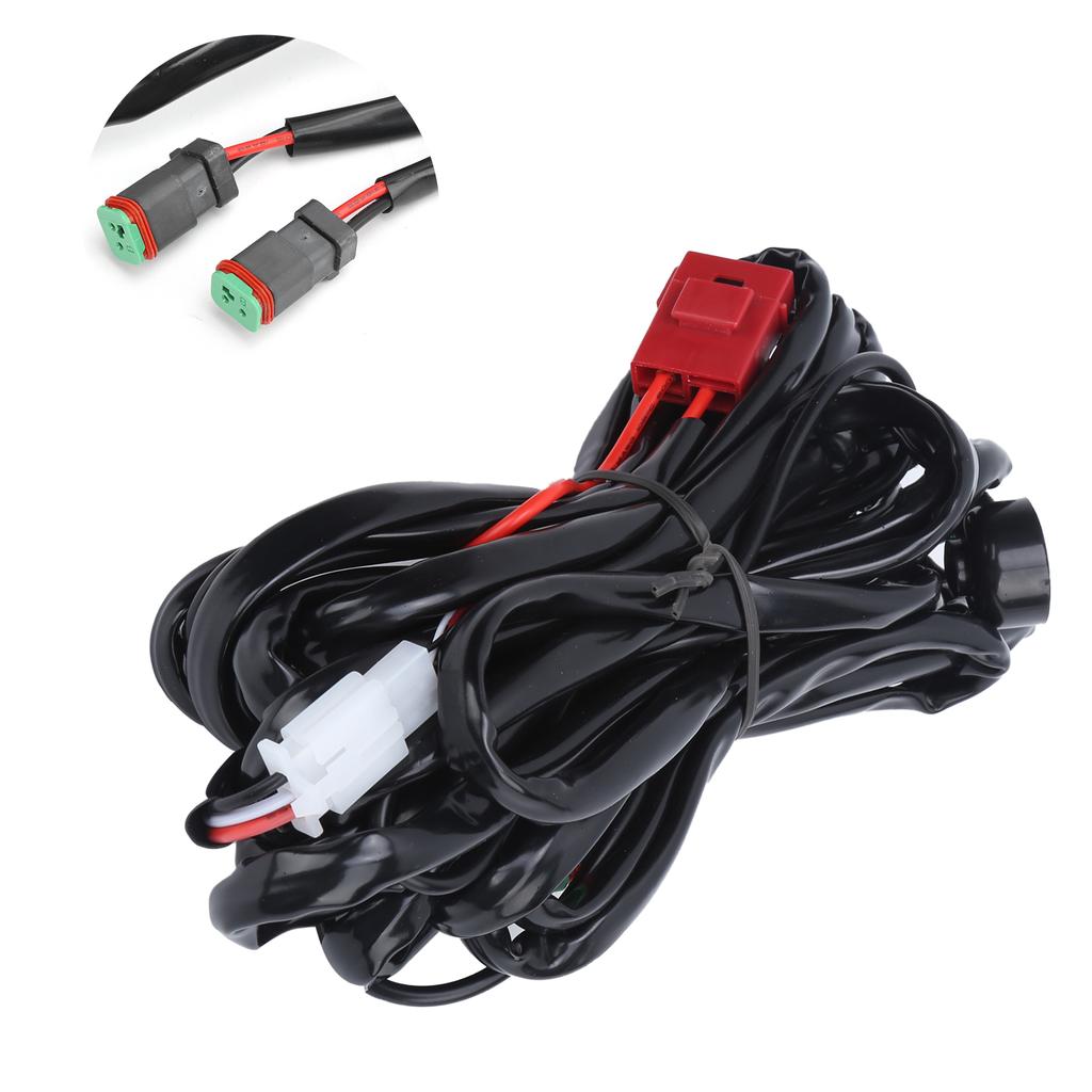 9.8ft LED Spotlights Wiring Harness 12V 40A 1to2 with DT Connector IP67 Waterproof Universal