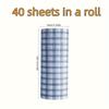 1 Roll of Multipurpose Blue Check Rags - Wet and Dry Use, Highly Absorbent Kitchen Cleaning Cloths, Home Restaurant Dish Towels