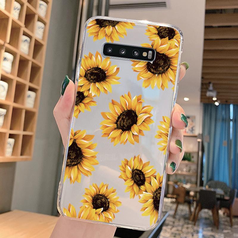 For Samsung Galaxy S9 Plus S9 S10 4G S10e S10 A10 A11 M11 A20 A30 M10A A20e A40 A21S Flowers Plants Clear Daisy Silicone Cover