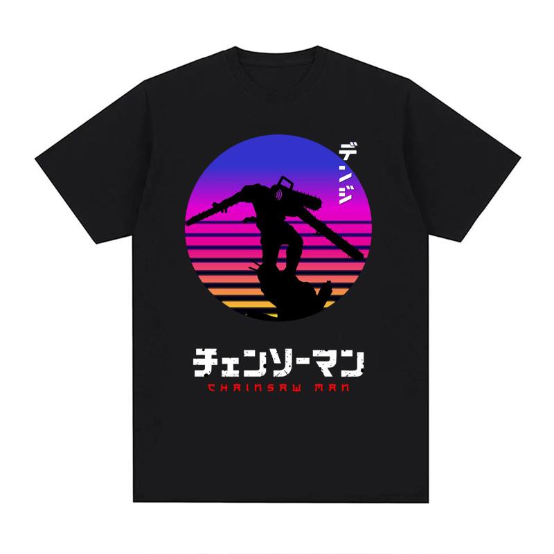 Japanese Anime Chainsaw Man T-shirts 100% Cotton Unisex Tees  EU Size  Manga Graphic Print Short-Sleeve Harajuku Tops