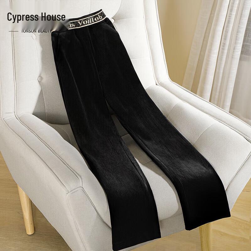 

Sibaishe Women s Velvet Letter Print Wide-Leg Pants S