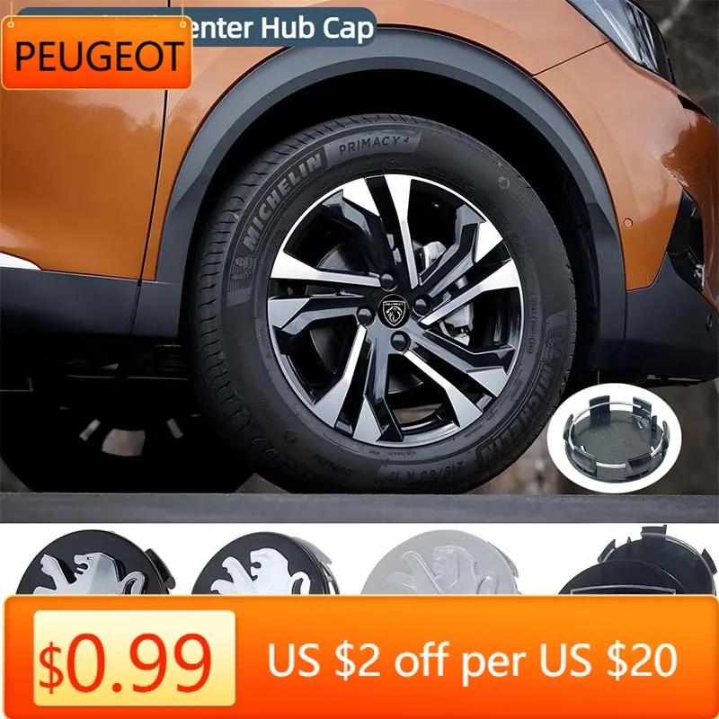 Car Sticker 2025 Hot 4PCS 60mm Car Wheel Center Hub Cap Emblem Covers For Peugeot GT 407 508 2008 5008 307 308 3008 206 207 208