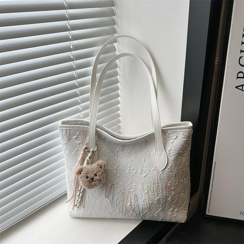 Large Capacity Student Class Cloth Bag Bag Women's New Shoulder Underarm Bag Striped Commuter Casual Tote Bag