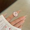 Adjustable Enamel Drip Oil Ring Cartoon Flower Cuff Ring Pink Opening Ring  Festival Ornaments