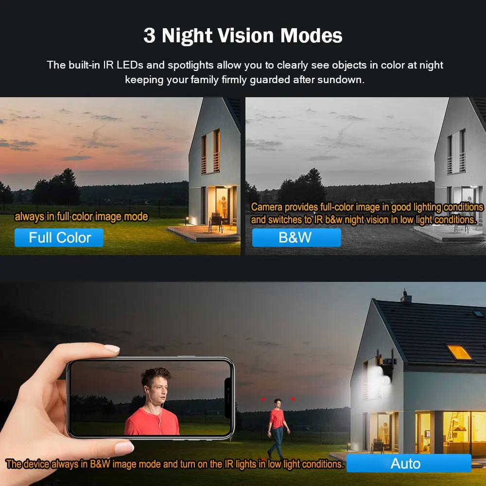 V380 Outdoor Home Garden Monitoring Dual Lens Full Color Night Vision 4G/Wifi Remote Solar Camera