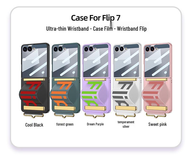Samsung Flip7 Ultra-Thin Wrist Strap Foldable Case - Light Luxury Screen Integrated Protective Cover