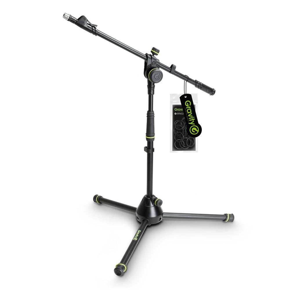 

Gravity Microphone Stand Short Boom 2 Tier Boom Tripod Base Black GMS4222B