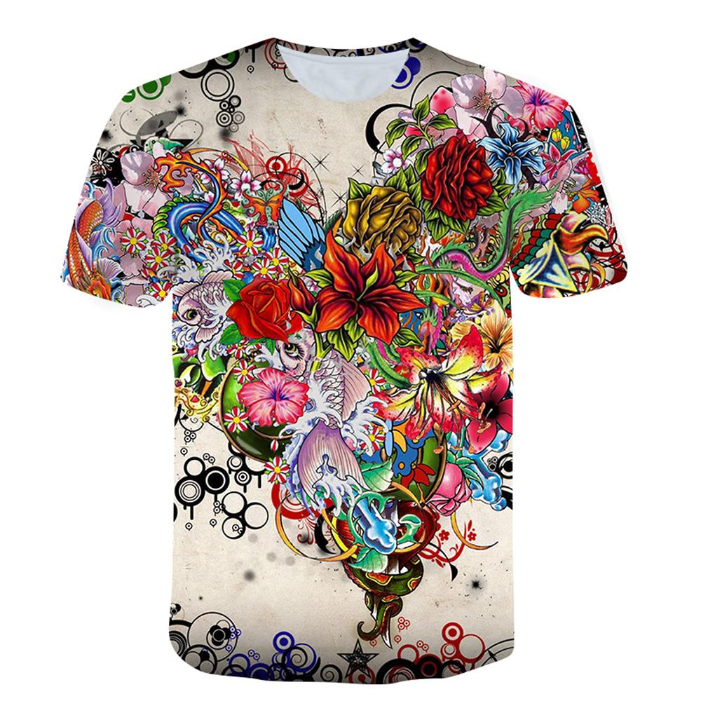 Summer Flowers Butterflies Graphic T-Shirts 3D Personality Trend Hip Hop Print Short Sleeve T-shirts