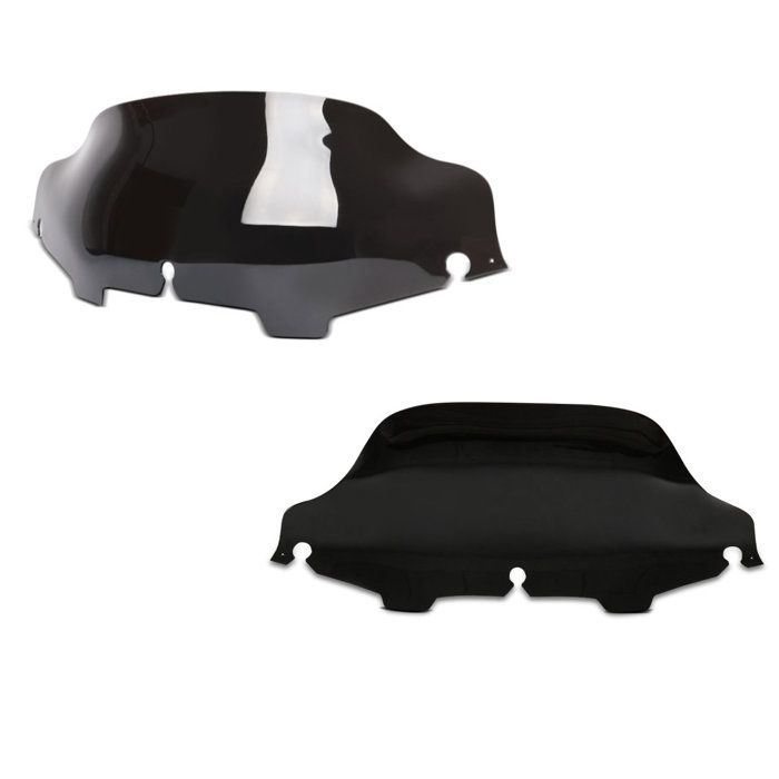 Set: Paré-Brise Wave 8" compatible avec Harley Davidson Electra-Street Glide 96-13 noir + Pare-brise Wave 6"