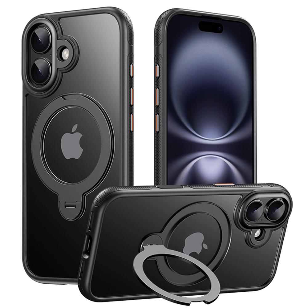 

For iPhone 17 Case Compatible with MagSafe Drop Proof TPU PC Kickstand Phone Cover Black
