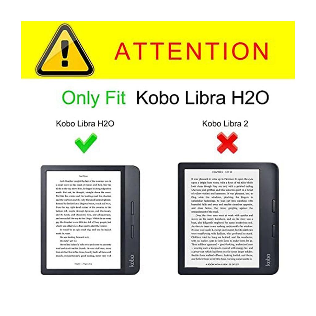Rose Gold Leather Case for Kobo Libra H2O 7 Inch Slim Stand Auto Sleep Wake Protective Cover