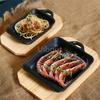 Korean Cast Iron Round Steak Plate Special Dishes Commercial Barbecue Pot Steak Pan Non Stick Plate Barbecue Tray Sizzling Plate