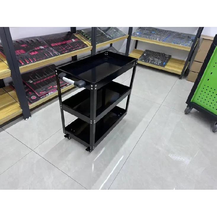 Customized 3 Tiers Heavy-Duty Workshop Tool Trolley With OEM Support Standard Steel Plate Rolling