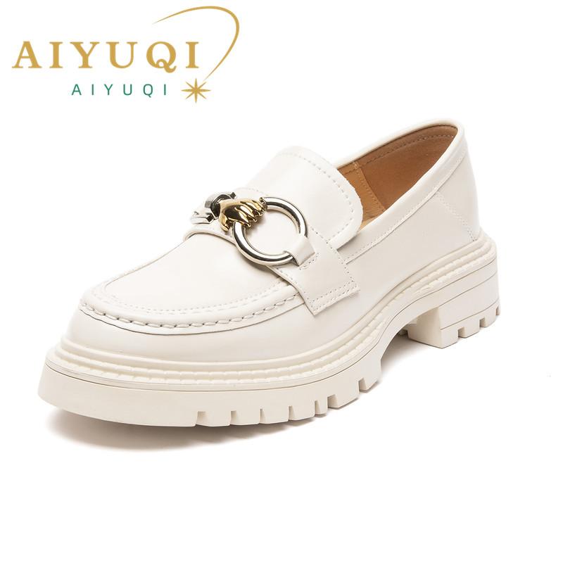 Fashion AIYUQI Female Penny Shoes Spring 2024 New Genuine Leather Ladies Lazy Shoes Student Platform Slip-On Loafers For Women