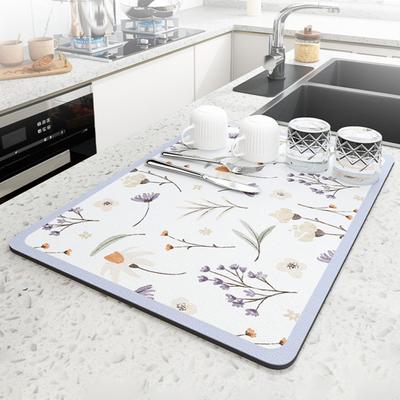 Table Mat Reusable Absorbent Drying Non-slip Diatomite Dining Home Kitchen Room Dishes Drain Mat