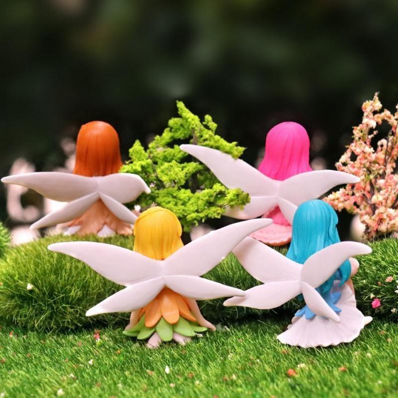 Miniature Cute Flower Fairy Statue Miniature Cartoon Landscape Decoration Doll House Accessories Family Decoration