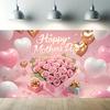 Happy Mother's Day Photography Backdrop Balloons Flowers Love Heart I Love Mom Mother's Day Party Decor Photo Background Studio