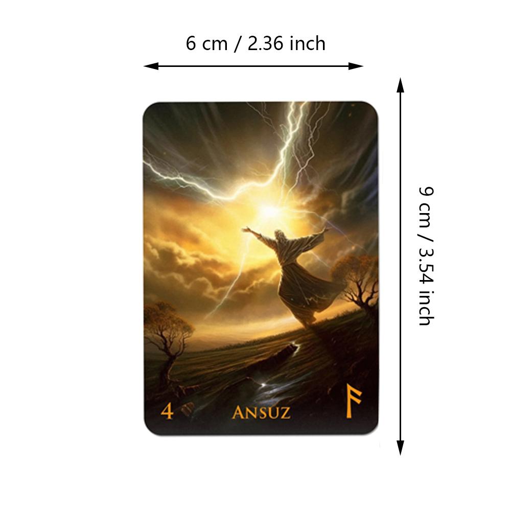 9*6cm Weird World Runes Deck - 25 Elder Futhark Oracle Cards for Divination Printed on 350GSM Double-embossed Cardstock