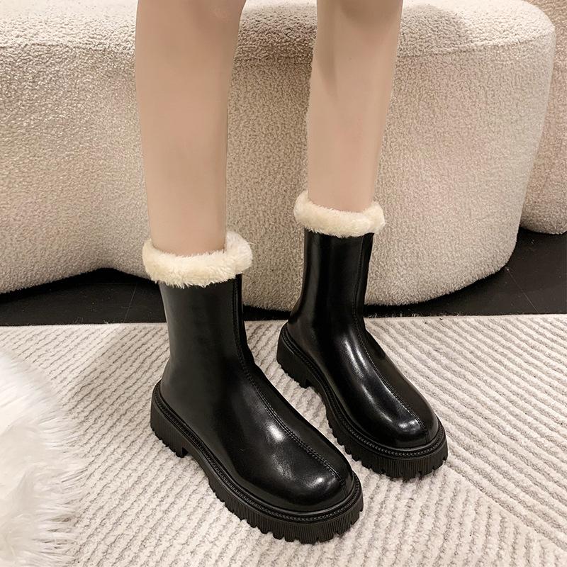 

Winter Women Warm Plush Ankle Boots Comfort Non Slip Big Size Shoes Concise Cotton Short Botas De Mujer 35EU/CN36