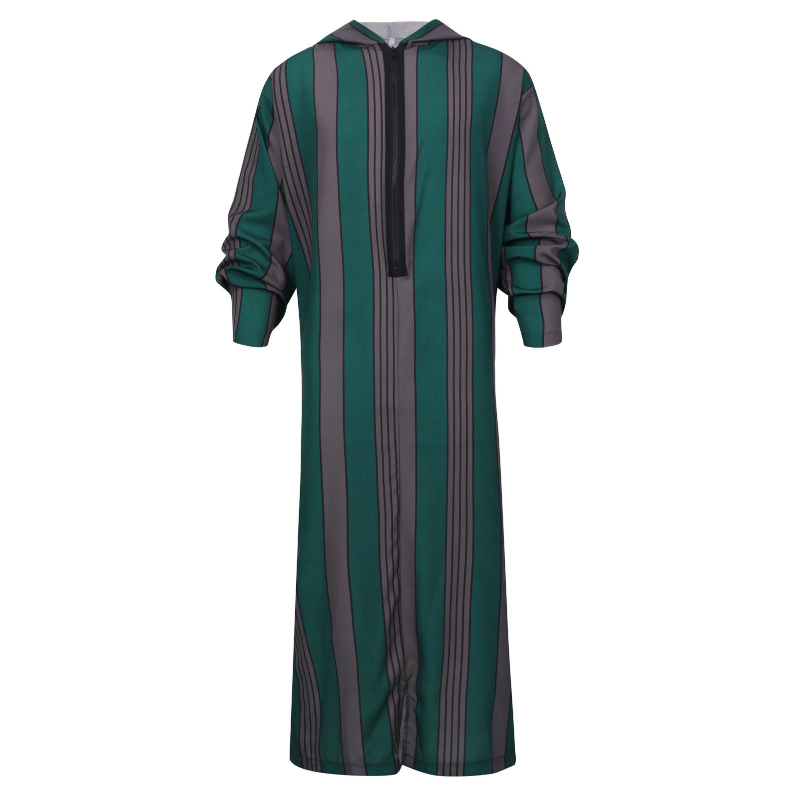 Мусульманский дышащий халат в полоску с длинным рукавом и капюшоном — фото 5