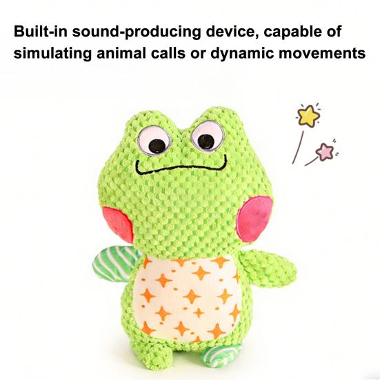 Yousheng Plush Animal Dog Chew Toy Boredom Stress Relief Squeaky Frog Cat Rabbit Plushie Bite Resistant Dog Teething Cleaning Interactive Animal