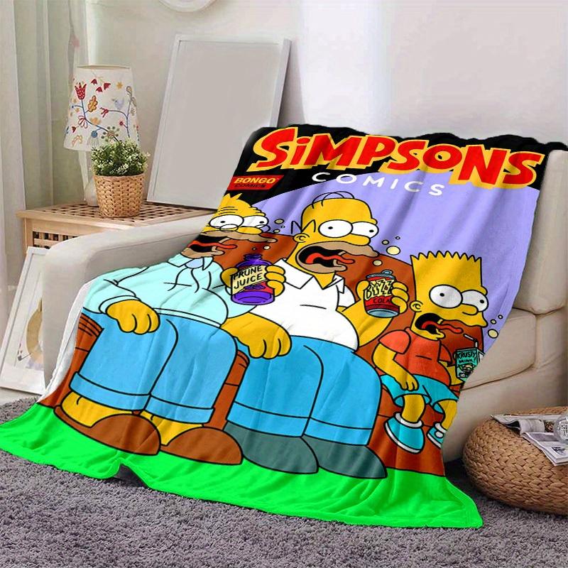 Manta de Dibujos Animados Los Simpsons, Manta Cálida Linda de Felpa Corta, Decoración del Hogar para Sala de Estar Sofá Cuatro Estaciones Viaje
