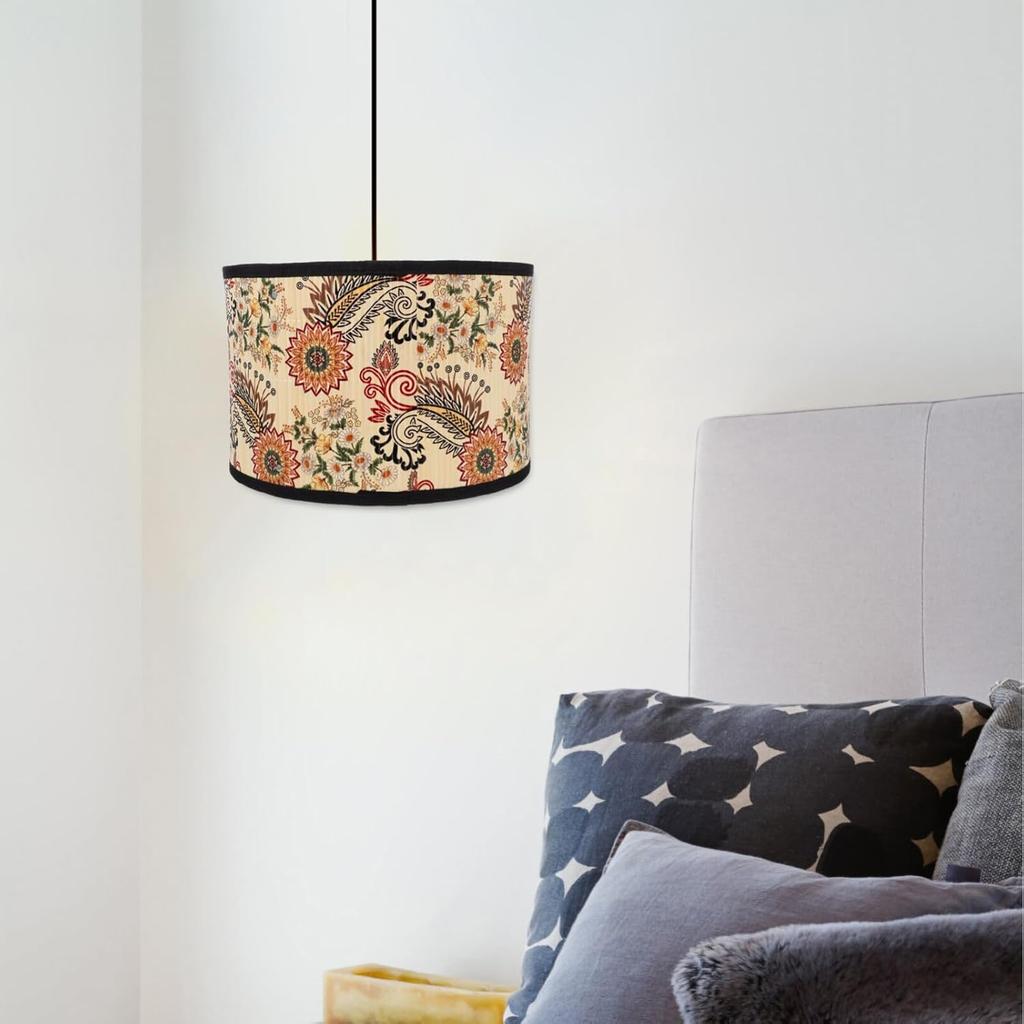 ABOOFAN Bamboo Lamp Shade Flower Pattern Chandelier Lamp Cover Light for Floor Table