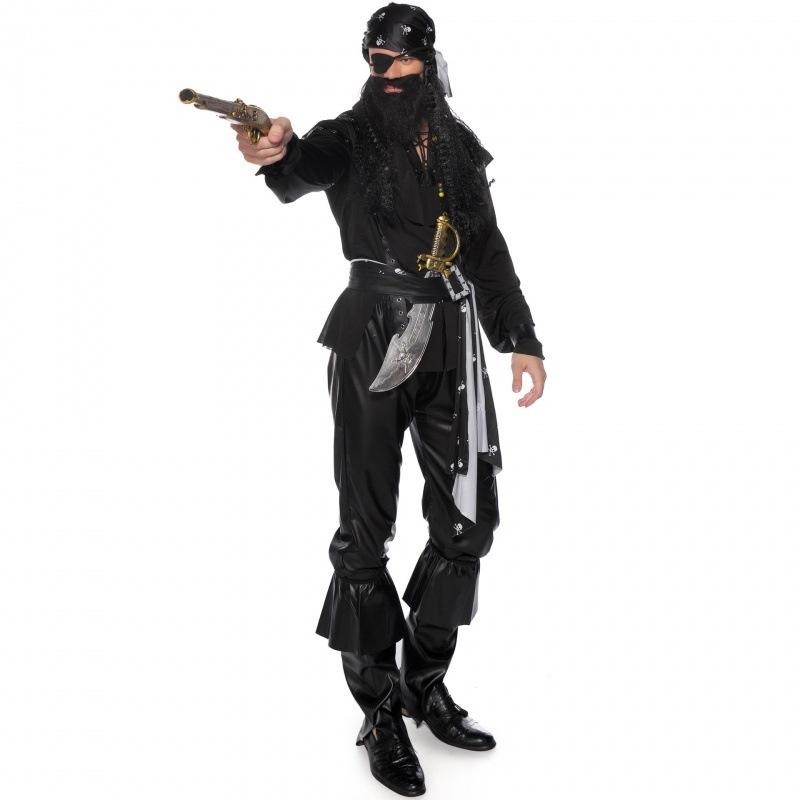 Unique Pirate Themed Costume For Men Featuring Bold Mustache And Eye Patch Design