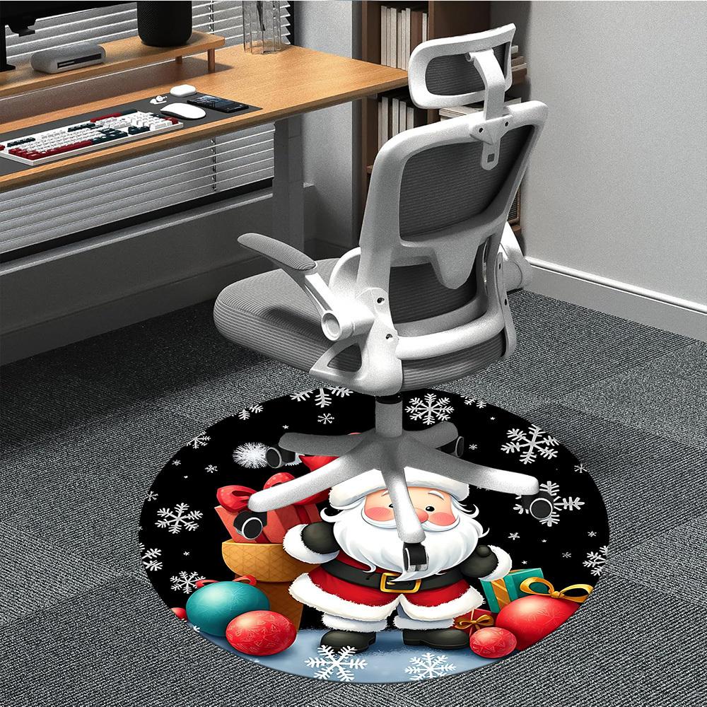 

1pc Christmas Santa Claus Chair Carpet for Office, Round Non Slip Durable Large Size Office Carpet, Suitable for Office 80cm