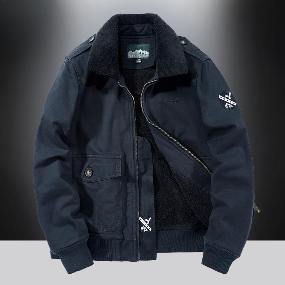 Lamb wool short coat men's winter thickened fur collar fleece tooling bomber jacket cotton coat lamb wool cotton coat