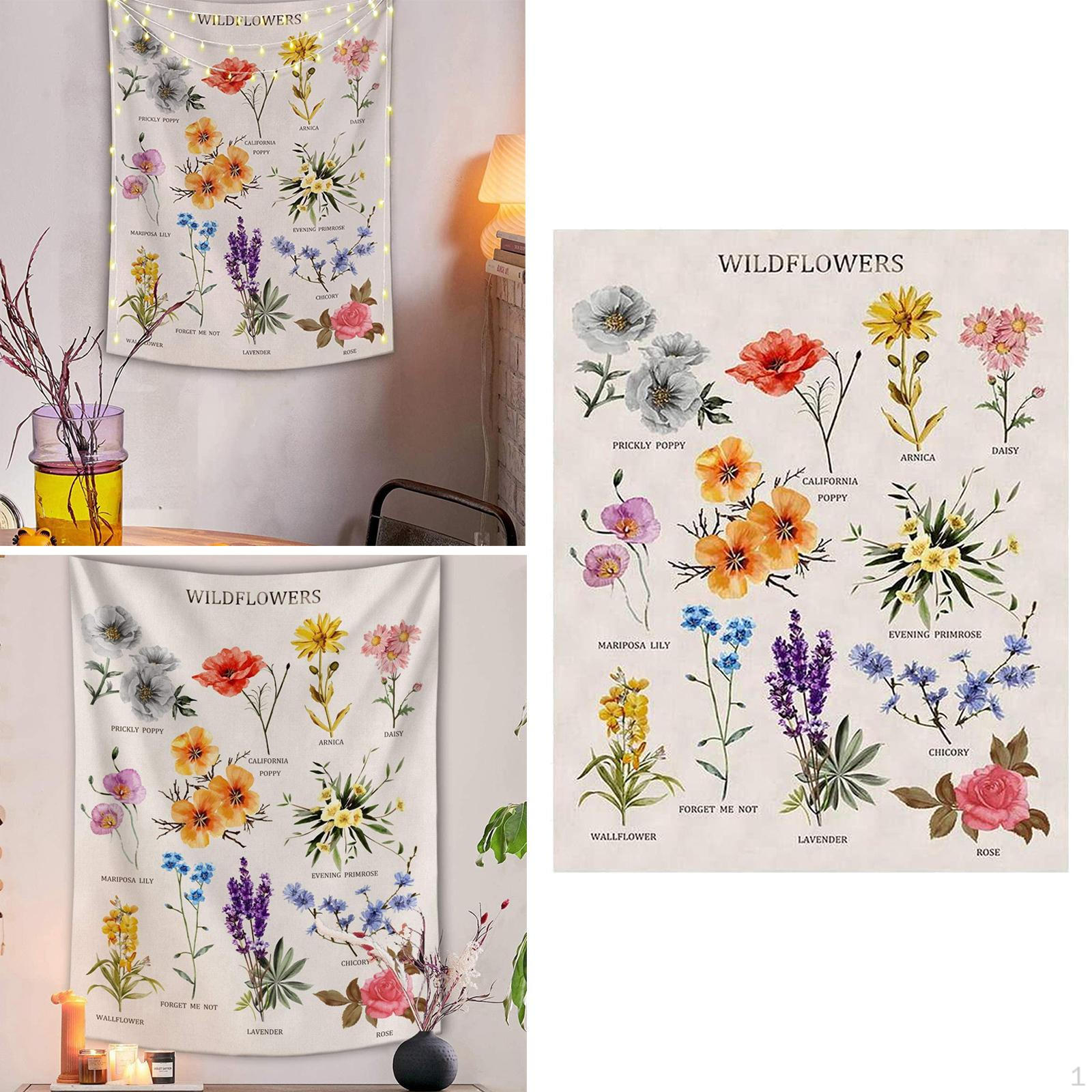 Wildflowers Printing Tapestry Wall Hanging Decor Nature 180x230cm