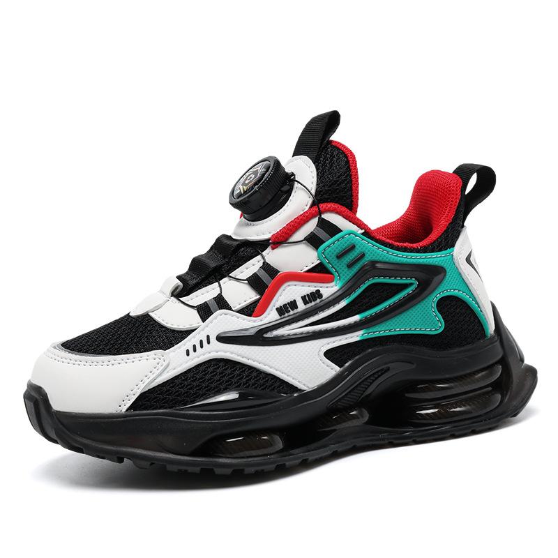 Sneakers breathable button shoes children's autumn soft-soled lightweight shoes boys and girls new 2025 wear-resistant mesh