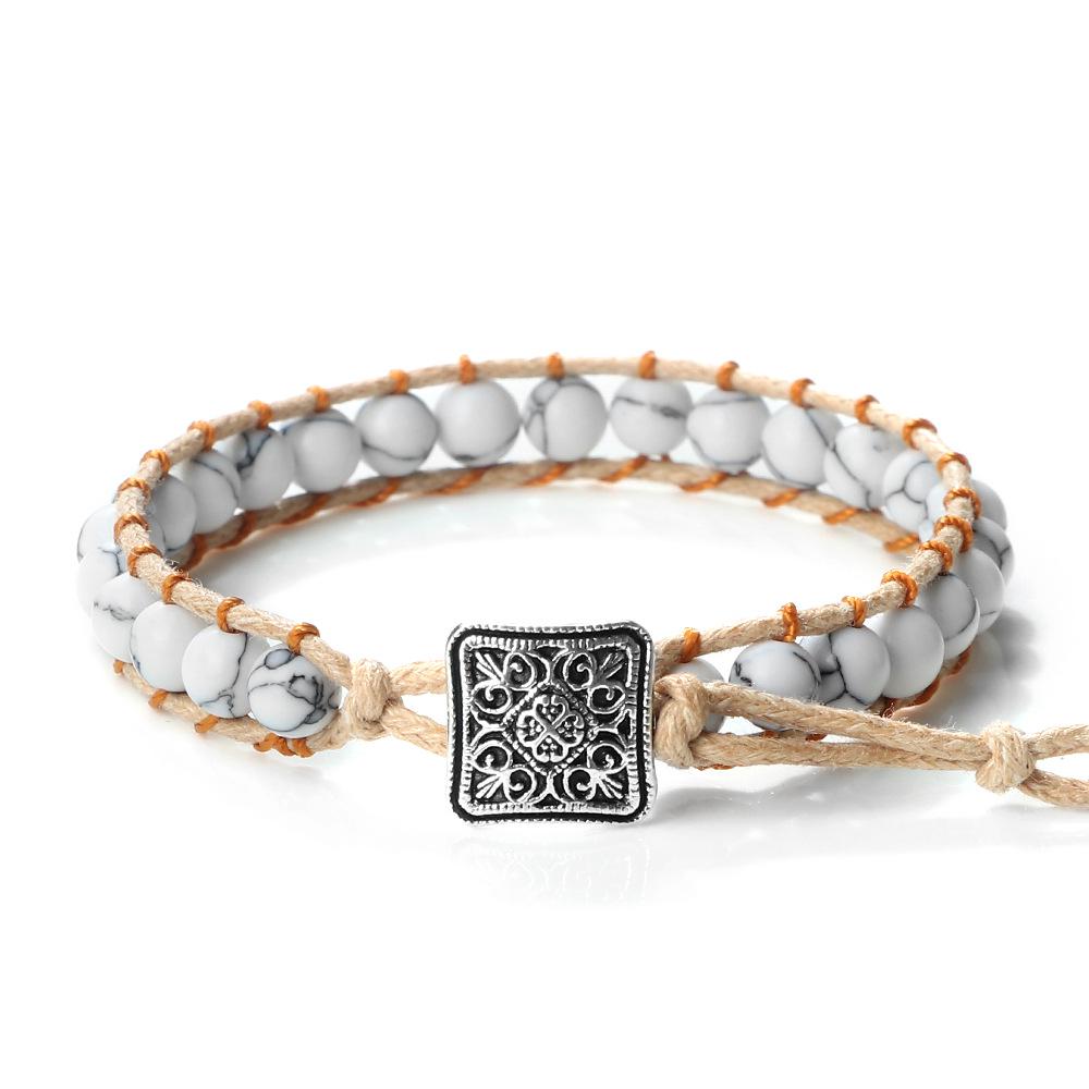 Retro Bohemian Handmade Woven Bracelet with Emperor Stone and 3D Beads